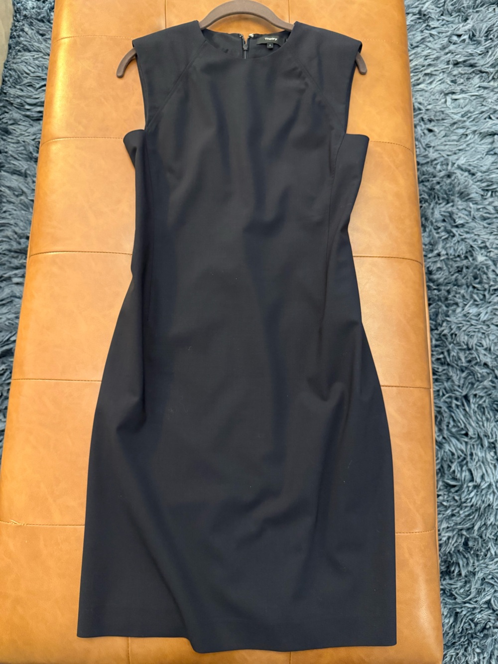 Theory Black Strapless Sheath Dress with Structured Shoulders